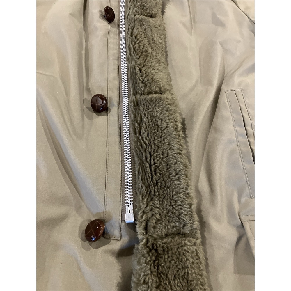 VTG Woolrich Brown Khaki Faux Fur Lined Button Down Winter Coat Mens Sz 40 Parka - Picture 10 of 15